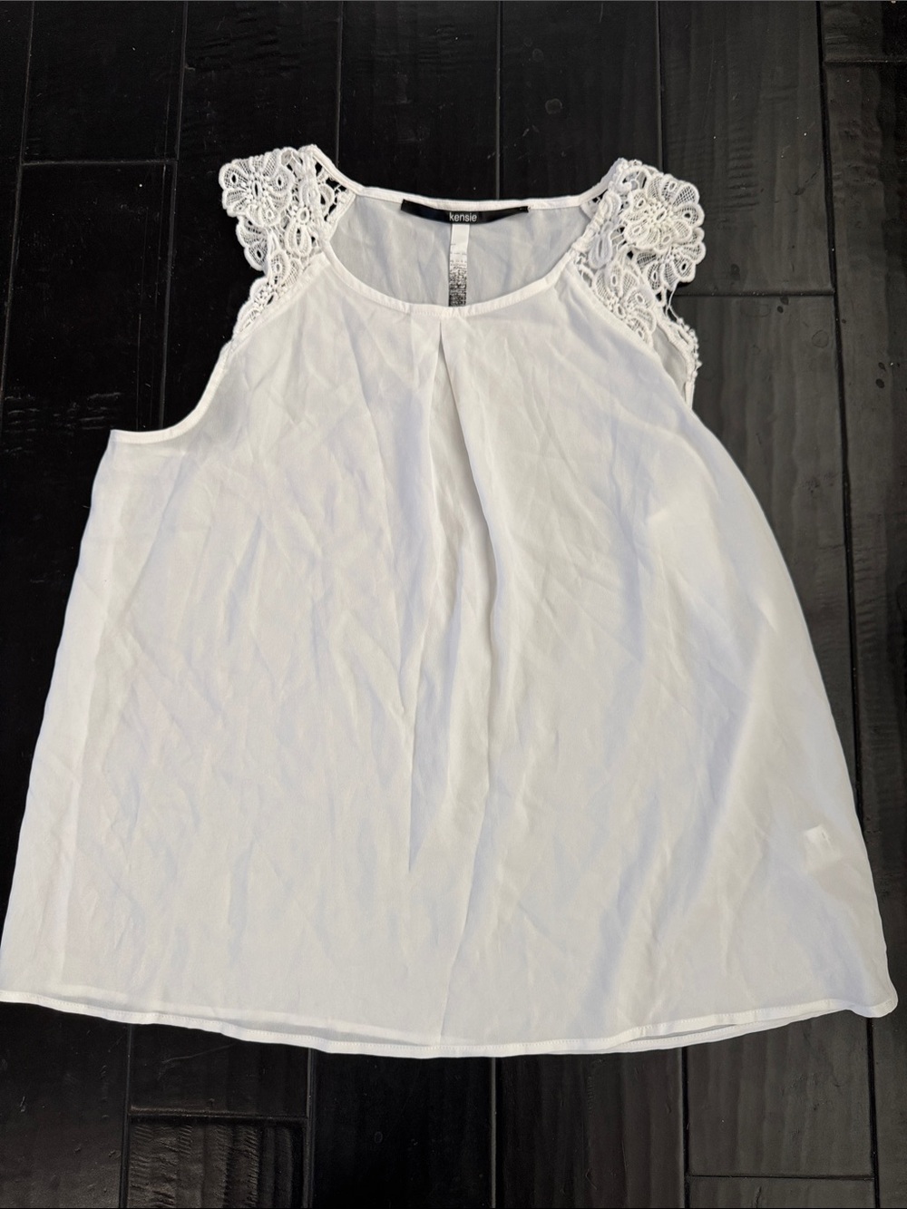 Kensie White Lace-Shoulder Sleeveless Camisole